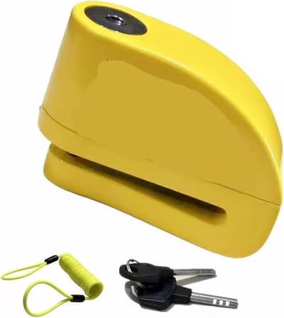 Motorslot Schijfrem - Remklauwslot Beveiliging - Motorfiets Beveiligen - Waterdicht Aluminium - 8 cm - Geel
