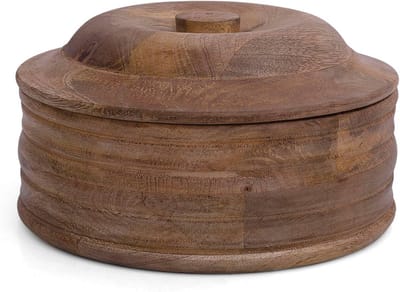 Handgemaakte Houten Tortilla Warmer en Roti Houder voor Thuis - Natuurlijk Bruin