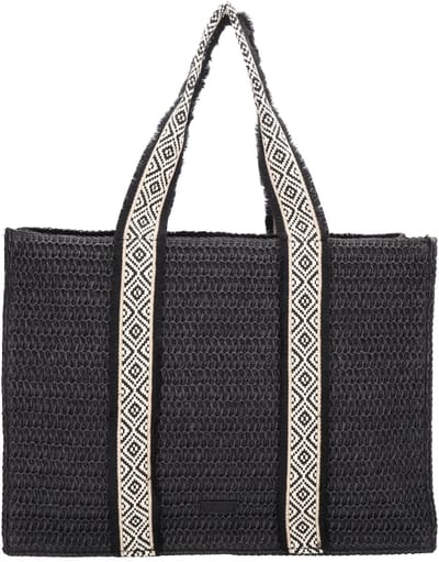 Beagles Ibiza Shopper - Rieten Tas - Strandtas - Shopper - Zomers - Schoudertas - Tote Bag - Dames Tas - Zwart