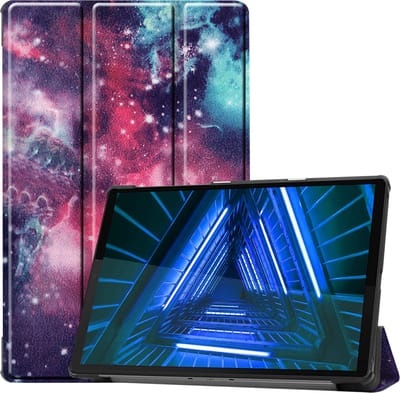 Hoesje Geschikt voor Lenovo Tab M10 FHD Plus (2e / 2nd Generatie) - Dun & Stevig - Trifold Bookcase - Hard Cover - Hardcover Book Case - Tablet Hoes - Galaxy