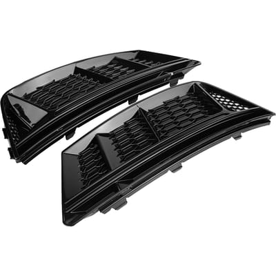 2 stuks voor S4 Stijl Glanzend Zwart Voorbumper Mistlamp Grilles voor A4 B9 2017-2018 black