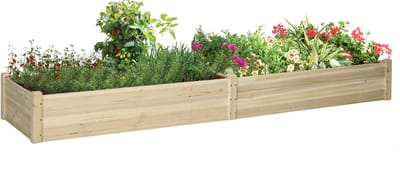 Outsunny verhoogde plantenbak - dennenhout - natuurlijk hout