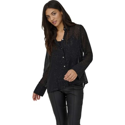 Only Onlstar life l/s grace glitter shirt wvn black/the