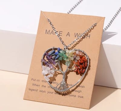 Tree of Life Ketting met Regenboog stenen - Spiritueel Sieraad - Natuursteen Hanger