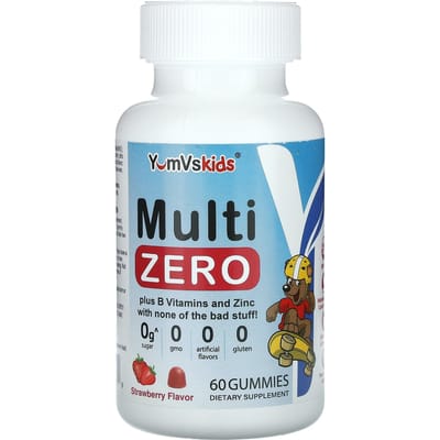 YumVs, pour enfants, gommes multi zéro, fraises, 60 gommes