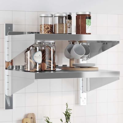 vidaXL - Wandschap - 2-laags - 50x40x48 - cm - roestvrijstaal - zilverkleurig