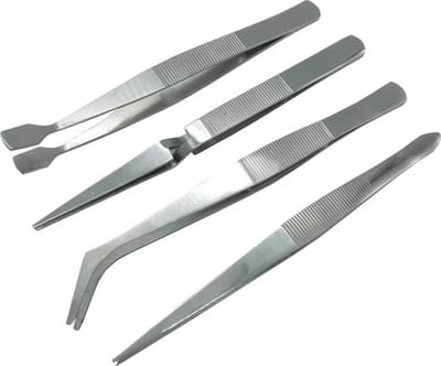4 stuks pincetten + etui - Epileerpince - Wimperpincet - tweezer, epileer pincet - Roestvrij Staal- eyelash tweezer set -Pincet splinter- Keukenpincet