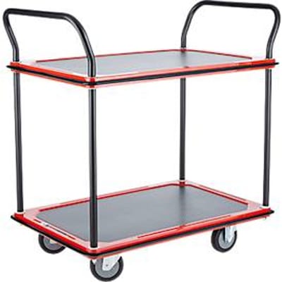 Etagewagen 120L - 2 etages -  staal - B 485 x D 710/775 x H 1000 mm - tot 220 kg, - zwart/rood - ons merk Schaefer Shop Select
