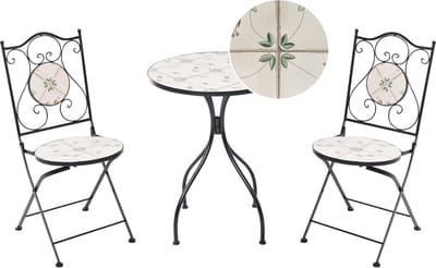 CARONA - Bistroset - Zwart - Metaal/Keramiek