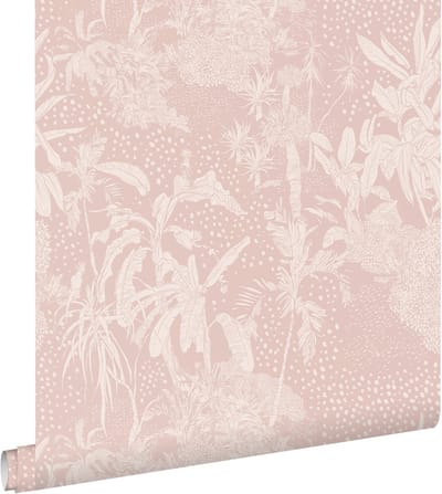 ESTAhome behang tropische bladeren oudroze - 50 x 900 cm - 139890
