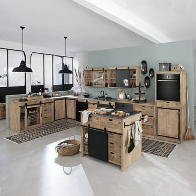 LOBERON Keukenkast set van 5 Oakland bruin/zwart