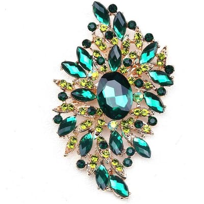 High End Verfijnd Temperament Broche Glas-in-lood Groot Glas Kristalglas Dameskleding Accessoires black