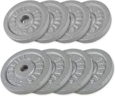 Gorilla Sports Halterschijven - 30 kg - Gietijzer - 30 mm - 4 x 5 + 4 x 2,5 kg
