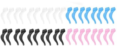 Anti Slip Pootjes Bril - 20 paar - Anti-slip Oorstrips - Siliconen - Brilhaakjes - Sport anti-slip bril oorhaak - Voor Kinderen en Volwassenen - Zwart, helderwit, blauw, roze