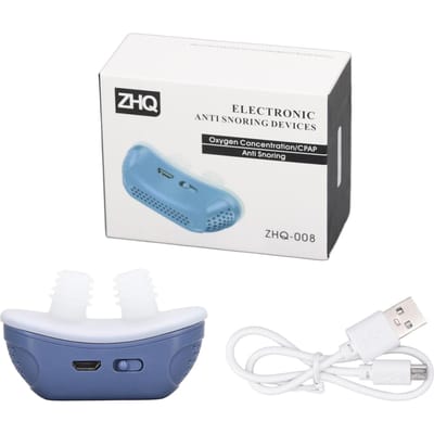 Dispositif Électrique Anti-Ronflement Silicone Souple Améliorer la Qualité du Sommeil Évents Nasaux Bouchons pour Hommes Femmes bleu