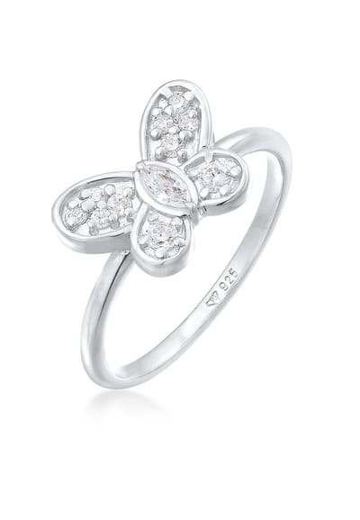 Elli - Ring - Dames Vlinder Symbool Sprankelend met Zirconia Kristallen in 925 Sterling Zilver - Dames
