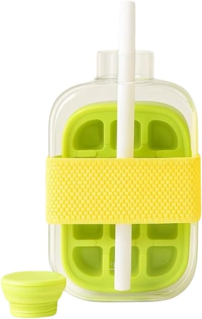 Daity 2-in-1 ijswaterfles – Lekvrije - herbruikbare waterfles met ingebouwd ijsblokjesbakje | BPA-vrije siliconen en plastic ijswaterfles | Draagbare drinkfles voor sport - reizen - de sportschool en op kantoor (500 ml - groen)