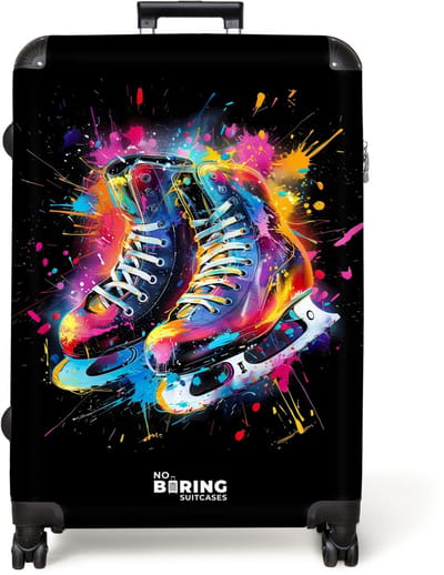 NoBoringSuitcases.com® - Koffer groot - Reiskoffer lichtgewicht - Schaatsen met kleurrijke graffiti - Rolkoffer met 4 wielen - Grote trolley XL - 98 liter bagage