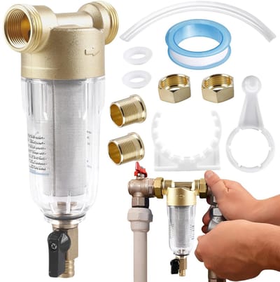 Vervangbare Waterfilter 1 Inch - Drinkwaterfilter voor Waterkraan, Spin Degradatie Sediment en Spoelbare Fijnfilter (3/4 Inch Mannelijk)
