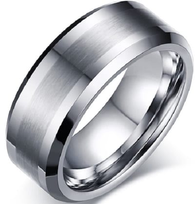 Ring Wolfraamcarbide Zilver Kleur 8 mm. Breed Design | Damesring | Herenring | 18.25 mm. (maat 57)