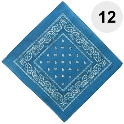 Fako Fashion - Bandana - Hoofddoek - Mondbescherming - Zakdoek - Paisley - Turquoise - 12 Stuks