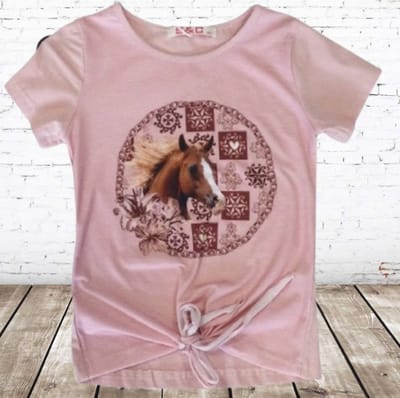 Paarden shirt roze F18 -s&C-86/92-t-shirts meisjes