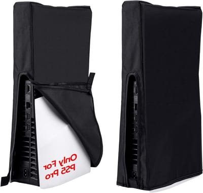 Beschermhoes voor PS5 Pro met uitsparing, Oxford stof, krasbestendig en waterproof, geschikt voor digitale en disc consoles, verticale zwarte uitvoering