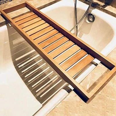 Badkuip Plank - Badkamer Tafel - Ontspanning Thuis - Uitholling Ontwerp - 70x22cm - Houtkleur