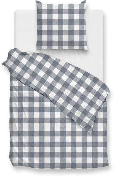 Zohome Dekbedovertrek Quattro-di-Lino - Bedlinnen met Ruiten - 140x220 - Blauw - Dekbedhoes van 100% Katoen