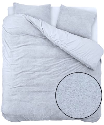 Husch Teddy Fleece Dekbedovertrek Zilvergrijs - Lits-Jumeaux - 240x200/220 cm - Heerlijk Zachte Teddy