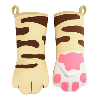 QTTVBTNA - Kattenpoot Hittebestendige Handschoenen - Keuken Ovenwanten - Hittebescherming - Multifuntioneel - Cadeau voor Chefs - 31x15 cm - 1 Paar