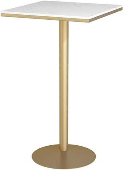 Marmeren Bartafel - Eettafel Vierkant - Kleine Ruimtes - Gouden Pootbasis - 55 cm - Wit
