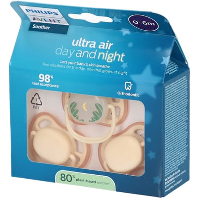 Philips Avent Ultra Air Fopspeen - 0-6 Mnd - 3 Stuks - Plant-based