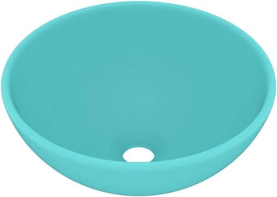 Wastafel Keramiek - Wasbak Gootsteen - Badkamer Inrichting - Matte Afwerking - Rond - Lichtgroen