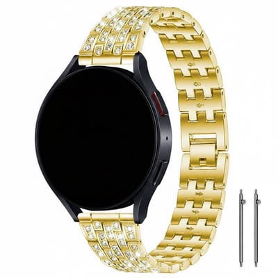 Stalen bandje - geschikt voor Garmin Venu (2 Plus) / Venu SQ (2) / Vivomove (Style - Sport) / Vivoactive 3 / 5 / 6 / Forerunner 55 / 165 / 245 / 645 / 570 - 42mm - glitter - goud