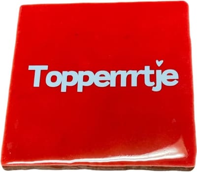 Hippe tegeltje met tekst: Topperrrtje | Rood met pastel blauw | Hippe Spreuktegel | Complimenten cadeau | Hart onder de riem cadeau | Moederdag | vaderdag | Complimentendag | Origineel cadeau | Geslaagd | Nieuwe baan uitdaging