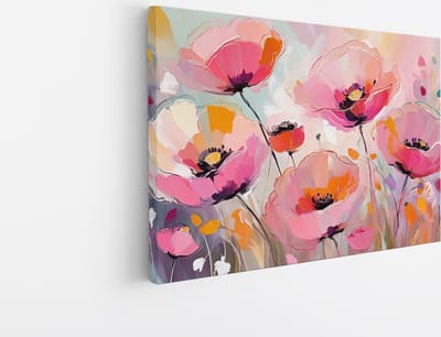 Saammp Canvas Schilderij - Roze - Bloemen - Abstract - 30x20 - Foto op canvas - Wanddecoratie - Muurdecoratie Woonkamer - Kantoor Decoratie