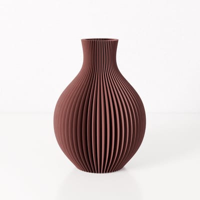 Fleuriek vaas ISABELLA - Bordeaux rood H26 cm - Elegante bolvaas met geribbeld design - Luxe woonaccessoire voor tafel, kast of dressoir