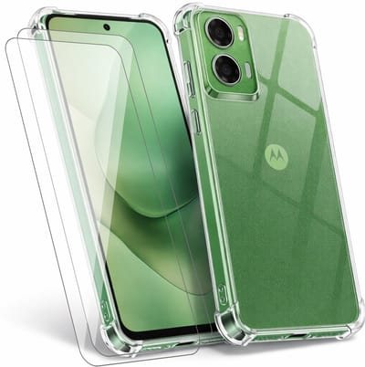 Hoesje geschikt voor Motorola Moto G06 / G06 Power - 2x Screenprotector Glas - Shockproof Transparant