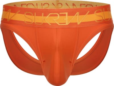 Sukrew V-Thong Jaffle Oranje - Maat M - Herenstring - String Jockstrap Combinatie - Mannen Ondergoed