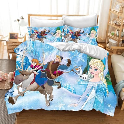 Kinder Frozen Prinses Beddengoed Set Elsa Beer Dekbedovertrek Queen met Kussensloop 3D Kinder Beddengoed Set 180*220cm 3pcs