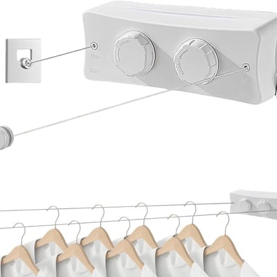 CLVP® Waslijn Uittrekbaar - Wanddroogrek - Wasdraad