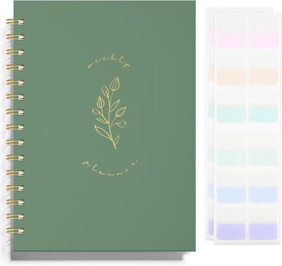 Ongedateerde Planner - Week en Maand - Dagelijkse Planning - Spiraalgebonden Hardcover - A5 Formaat - Esthetisch Groen