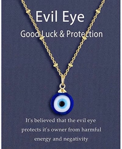 Akyol - Evileye – evil – eye – blauwe evileye – ketting – unisex - goudkleurig – geluk – bescherming – diepe blauw - boze oog ketting - turkse oog - nazar boncuk - cadeau ketting - cadeau voor vriendin - blauwe oog ketting