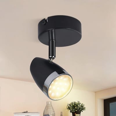 NETTLIFE Opbouwspot LED - 1-Lichts - zwart - L 8cm - Vintage Plafondlamp - draaibar 350° Plafondspot - voor Keuken | Hal | Woonkamer - 4W