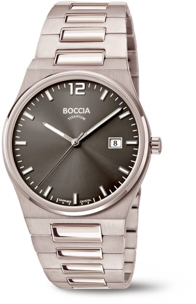 Boccia Titanium 3661-02 Heren Horloge - Saffierglas - Zilverkleurig - 39 mm breed - Quartz - Vouw/Vlindersluiting - 5 ATM (douchen)