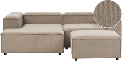 ARDAL - Hoekbank met ottomaan - Lichtbruin - Rechtszijdig - Corduroy