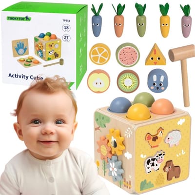 Tooky Toy Houten Veer Educatieve Kubus 5-in-1 - UNI