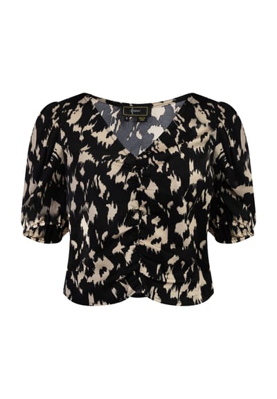 Faina Gedrapeerd blouseoverhemd Dames zwart/beige