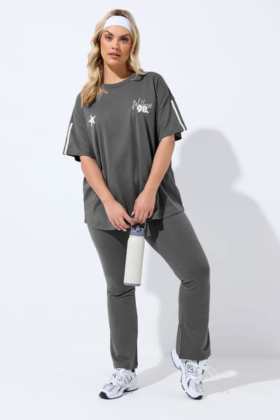 Yours Active Grijze Uitlopende Legging Met Zijstreep Size 42
